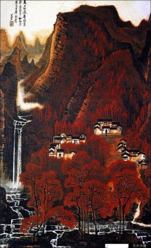 Traditionelle chinesische Kunst Werke - Li keran red Berg traditionell chinesischen
